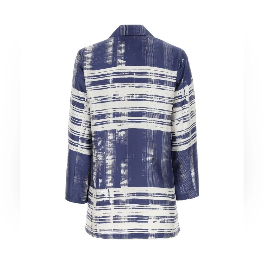 Max Mara Studio Franca Printed 100% Silk Shirt  Blouse Abstract Striped Size 10 - Picture 4 of 16